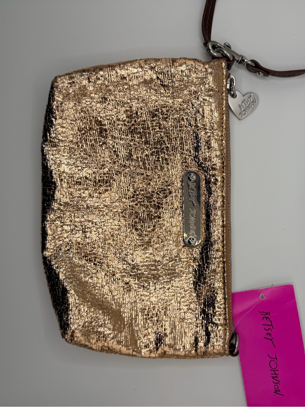 Betsey Johnson Metallic Gold Wristlet Pouch